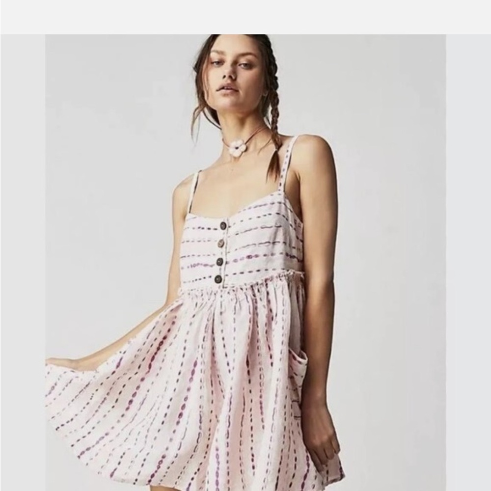 Free People Ocean Ave Romper in Ivory/Pink